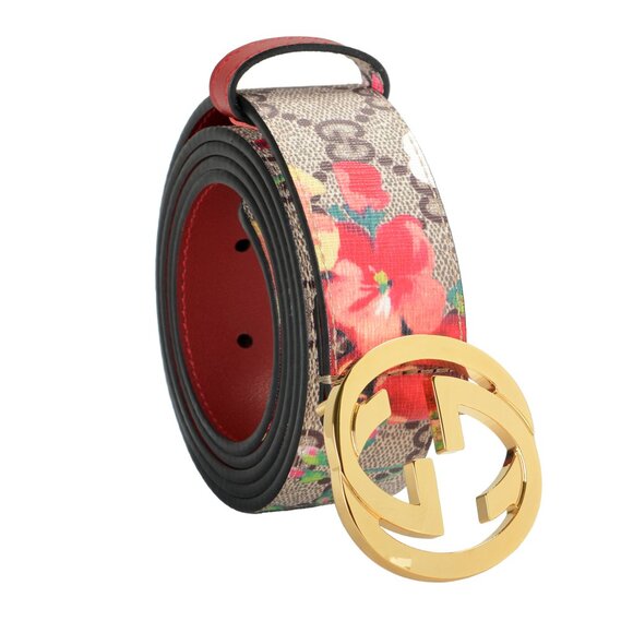 Gucci Guccissima Flower Print Leather Double G Buckle Belt US 40 IT 100 - Picture 1 of 3